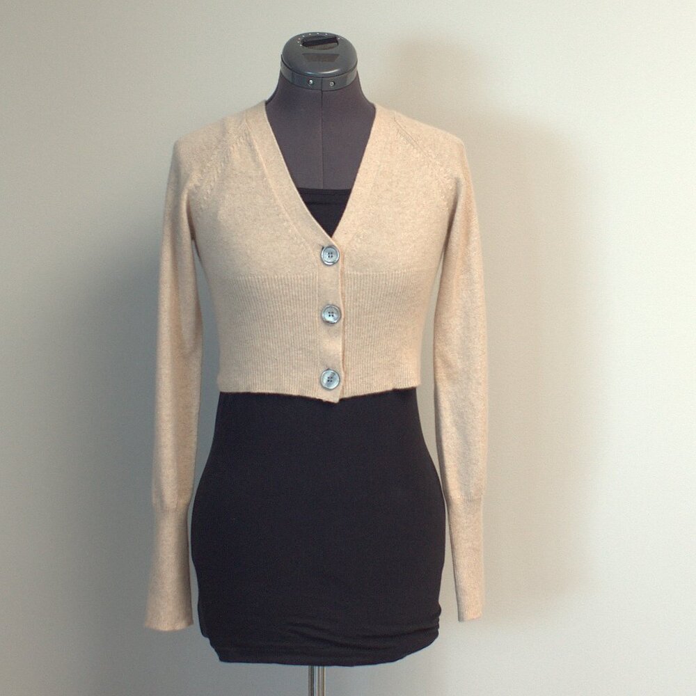 True Character 100% Cashmere Cropped Cardigan Sweater - Size XS NWT